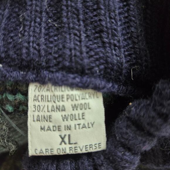 Vintage Grandpa Cardigan Sweater Zip Cosby Wool Blend Itailian Geometric XL - Picture 7 of 11